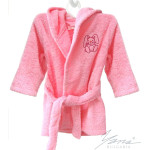 Розов детски халат за баня с бродерия Ива